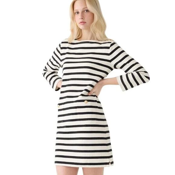 J.Crew NWT Mariner Cloth Shirtdress 3X Gold Buttons Pockets Nautical Preppy - Picture 2 of 10